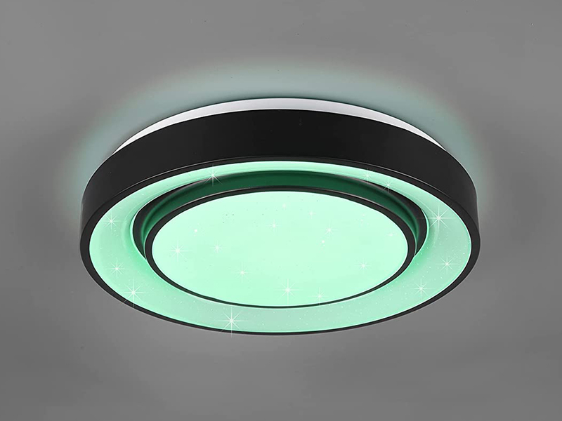 LED Deckenleuchte MONA Schwarz/Weiß dimmbar, smarte Lichtsteuerung WIZ Ø38cm