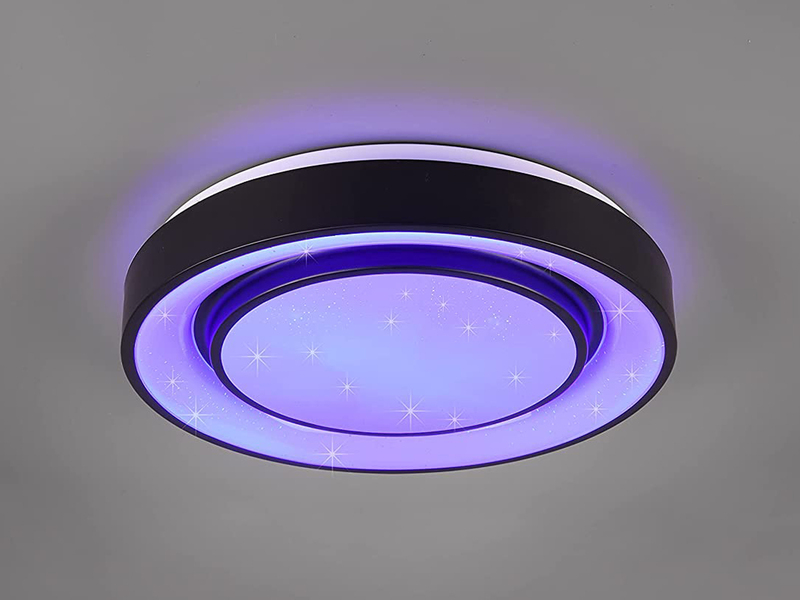 LED Deckenleuchte MONA Schwarz/Weiß dimmbar, smarte Lichtsteuerung WIZ Ø38cm