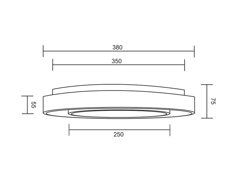 LED Deckenleuchte MONA Schwarz/Weiß dimmbar, smarte Lichtsteuerung WIZ Ø38cm