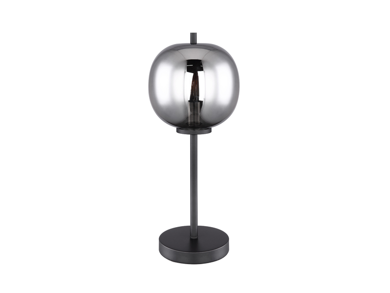 LED Tischlampe mit Rauchglas Lampenschirm Metall Schwarz, Höhe 45cm