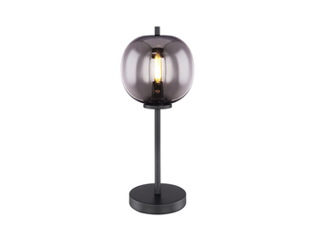 LED Tischlampe mit Rauchglas Lampenschirm Metall Schwarz, Höhe 45cm