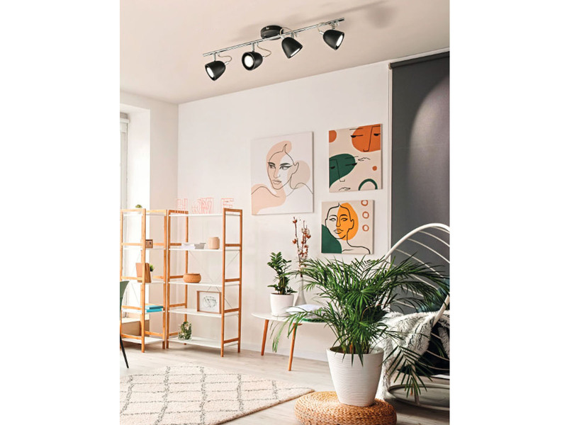 LED Deckenstrahler GEMMA Schwarz 4-flammig Industrial Style, Breite 65cm