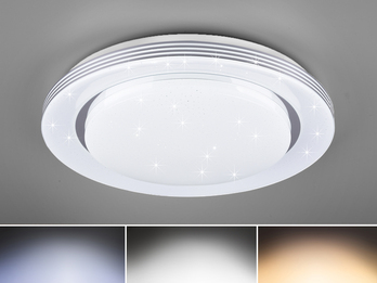 LED Deckenleuchte ATRIA mit Fernbedienung dimmbar Sternenhimmel Weiß Ø 48cm