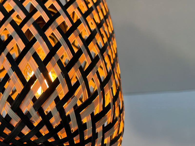 Pendelleuchte HUMMEL 3-flammig Lampenschirme mit Bambus Korbgeflecht, B: 69cm