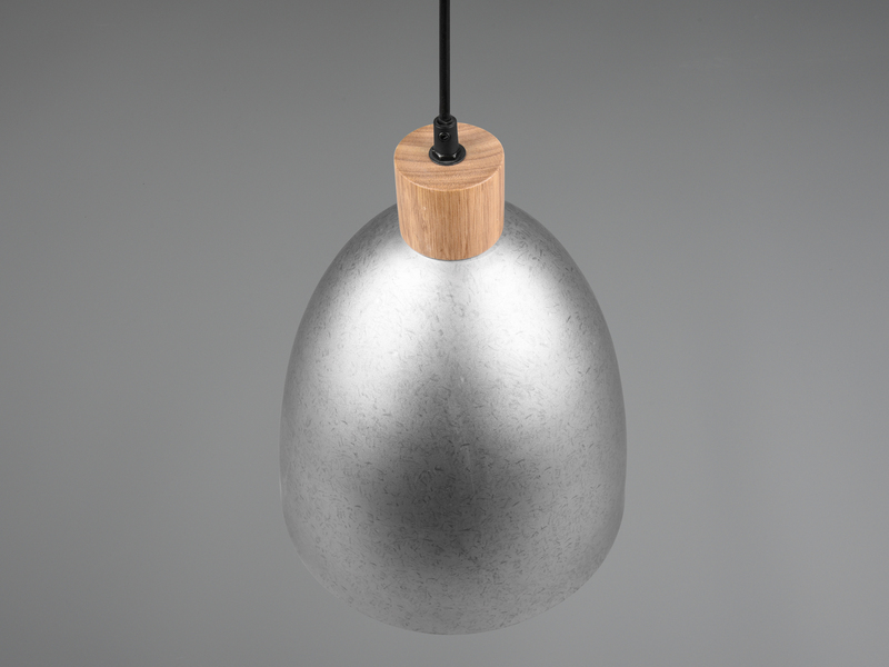 Pendelleuchte JAGGER Lampenschirm Metall/Holz Silber Antik Ø25cm