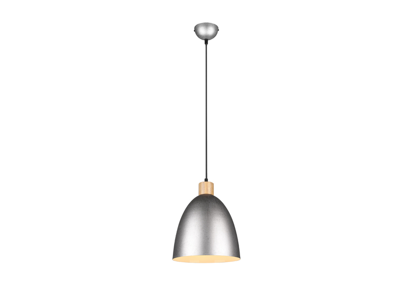 LED Pendelleuchte Lampenschirm Metall/Holz Silber Antik dimmbar Ø25cm