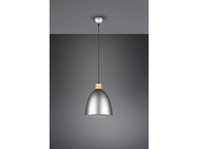 LED Pendelleuchte Lampenschirm Metall/Holz Silber Antik dimmbar Ø25cm