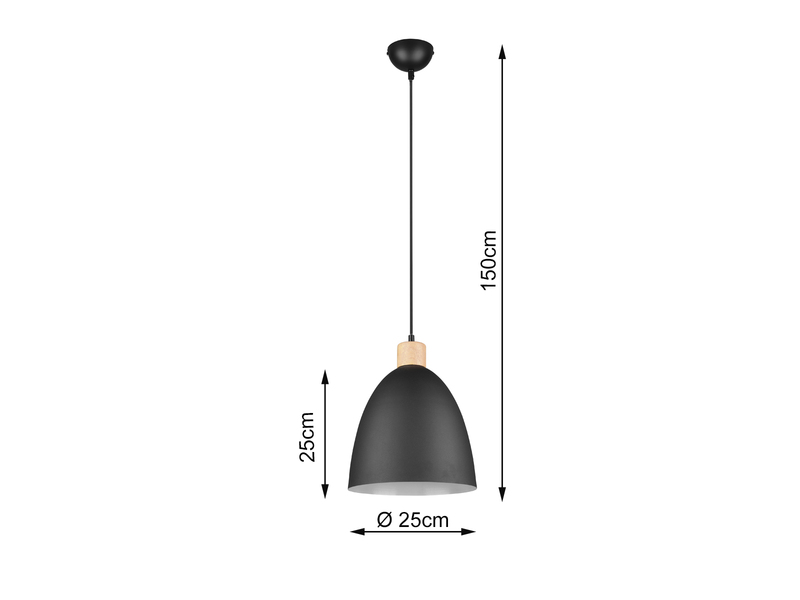 LED Pendelleuchte Lampenschirm Metall Schwarz Ø25cm