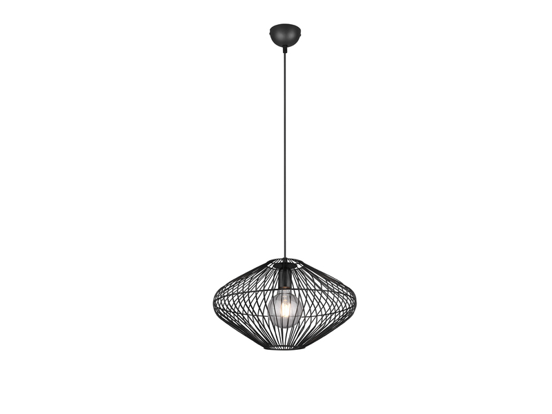 LED Pendelleuchte 1 flammig Metall Gitterschirm Schwarz Ø38cm