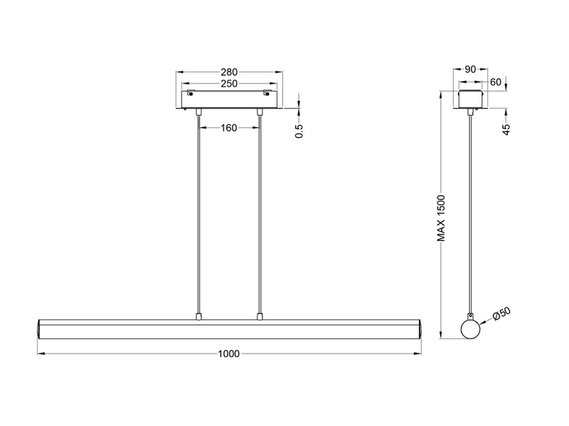 LED Pendelleuchte LEIA Chrom, dimmbar Fernbedienung & Farbwechsler - 100cm