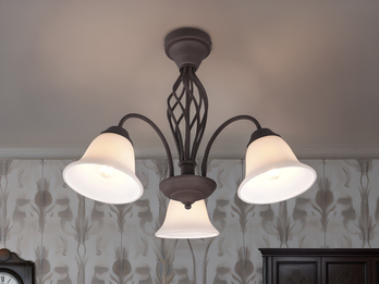 Deckenleuchte 3-flammig Rostoptik mit Glasschirmen Weiß & E14 LEDs Ø 55cm