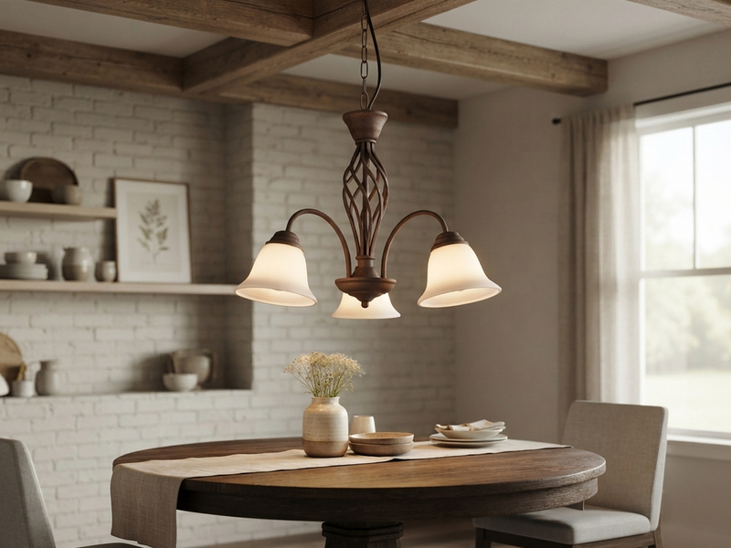 Pendelleuchte 3-flammig in Rostoptik, Glasschirme Weiß mit E14 LED, Ø 55cm