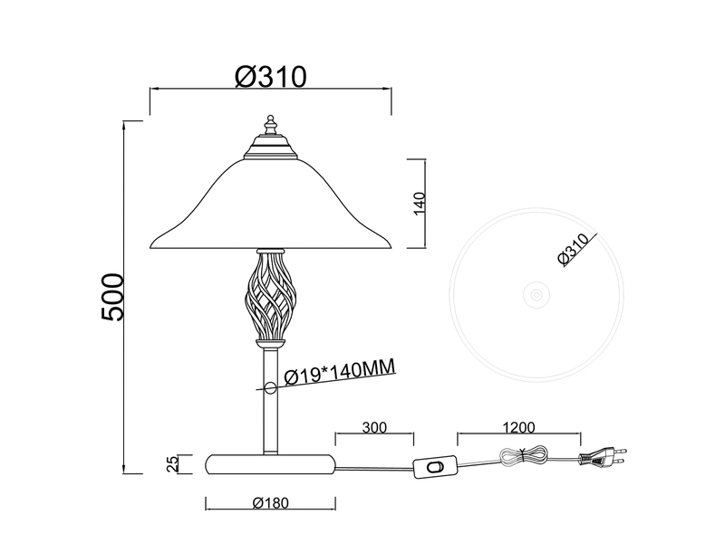 Große Tischleuchte im Landhausstil Rostoptik mit Glasschirm & E14 LED, Höhe 50cm