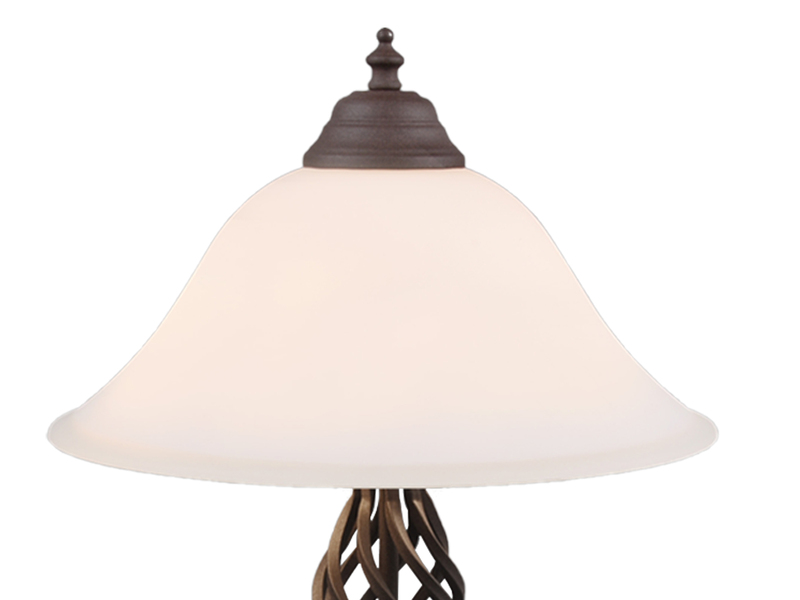 Große Tischleuchte im Landhausstil Rostoptik mit Glasschirm & E14 LED, Höhe 50cm