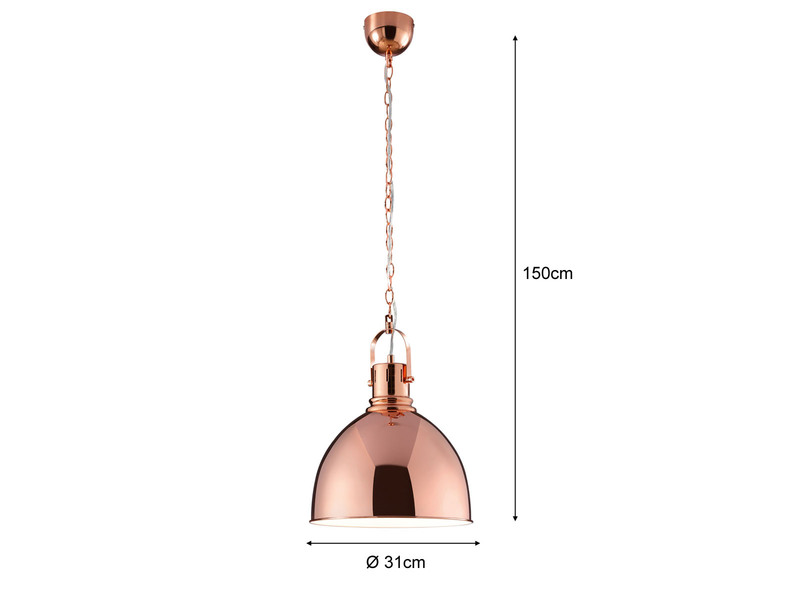LED Industrial Hängelampe mit Metall Lampenschirm Kupfer Ø 31cm
