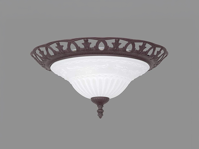 Deckenleuchte Landhausstil Rostoptik mit Glasschirm Weiß & E27 LED Ø 38cm