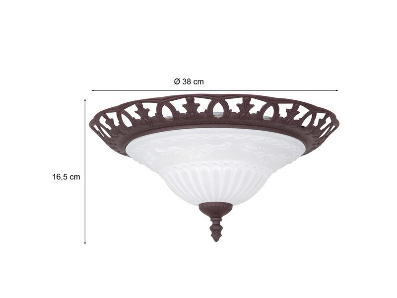 Deckenleuchte Landhausstil Rostoptik mit Glasschirm Weiß & E27 LED Ø 38cm