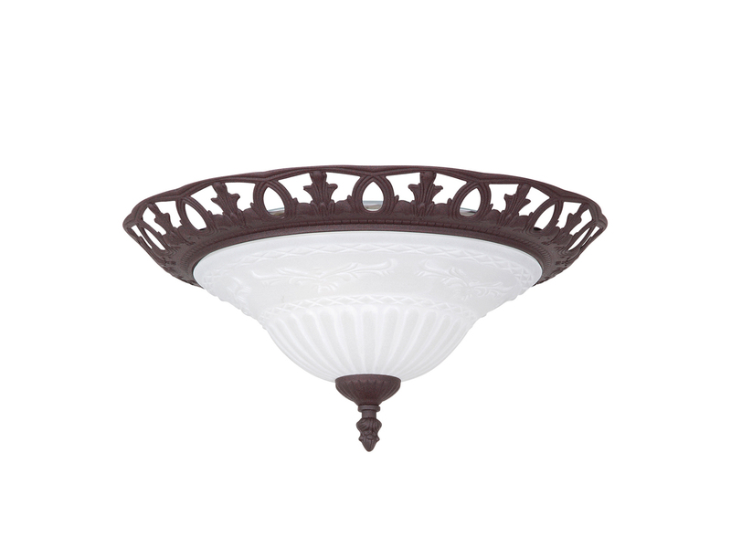 Deckenleuchte Landhausstil Rostoptik mit Glasschirm Weiß & E27 LED Ø 38cm