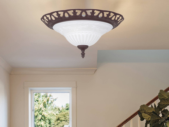 Deckenleuchte Landhausstil Rostoptik mit Glasschirm Weiß & E27 LED Ø 38cm