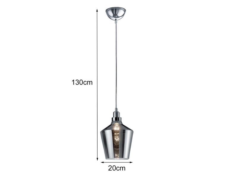 LED Pendelleuchte 1-flammig klein mit Rauchglas Lampenschirm, Ø 20cm