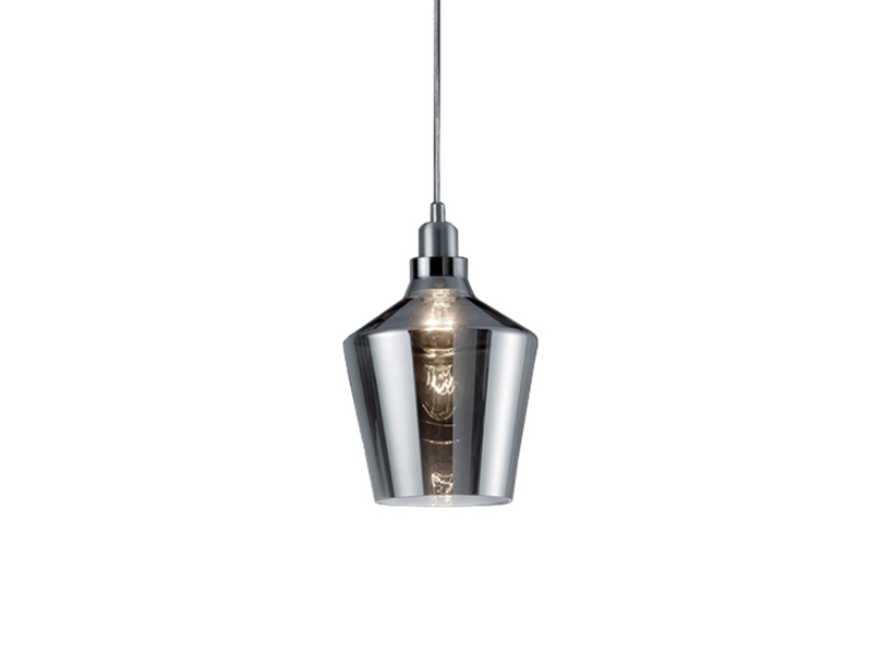 LED Pendelleuchte 1-flammig klein mit Rauchglas Lampenschirm, Ø 20cm