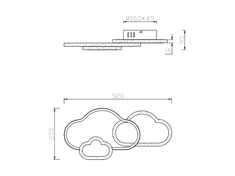 Wandleuchte / Deckenleuchte CLOUDY dimmbar & Farbwechsler, Breite 52cm