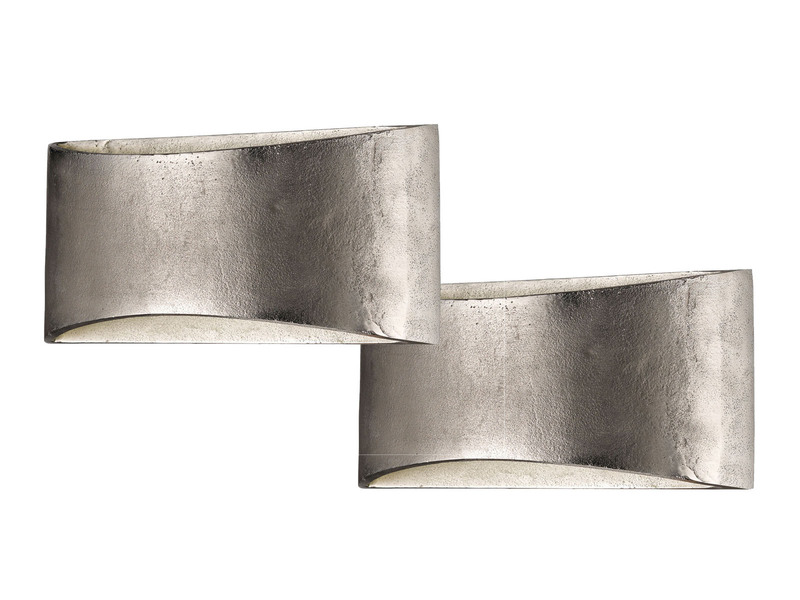 2er Set LED Wandleuchten Innen Up and Down flach dimmbar - Design Silber Antik