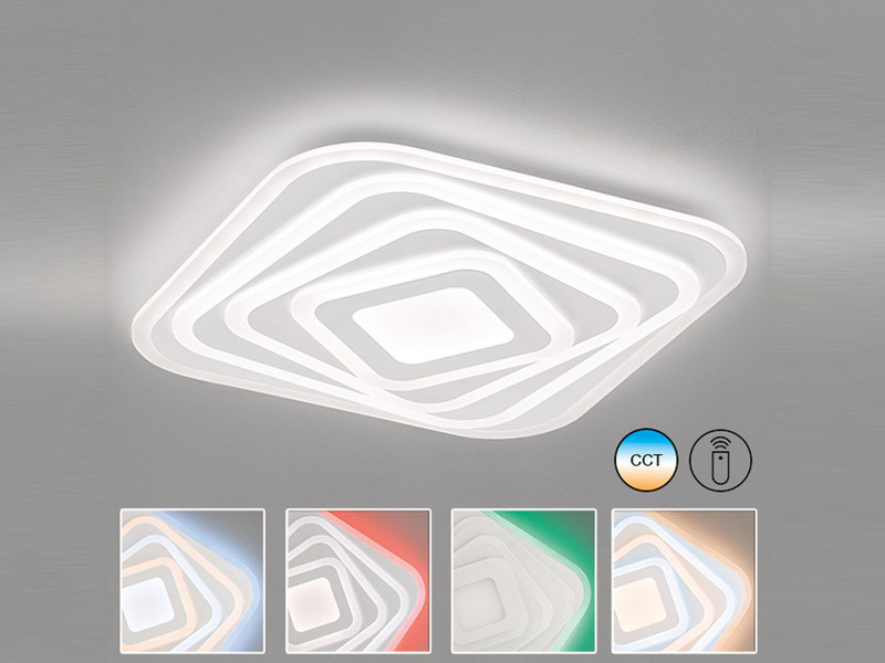 Flache LED Deckenleuchte QUEEN groß 50x50cm - Fernbedienung & Farbwechsel