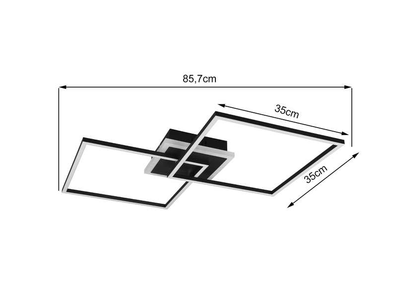 LED Deckenleuchte ARRIBO Schwarz 3 Stufen Dimmer, Farbwechsler 85cm breit
