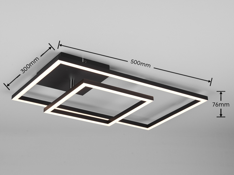 LED Deckenleuchte PADELLA Schwarz dimmbar Warmweiß, Breite 63cm