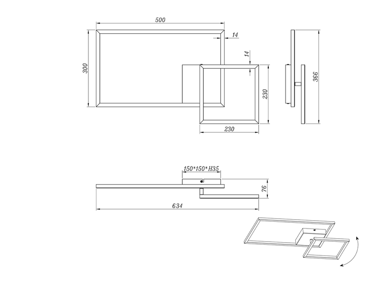 LED Deckenleuchte PADELLA Weiß - dimmbar 63cm breit Warmweiß