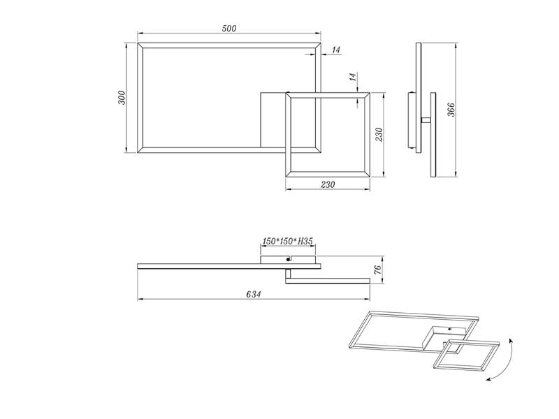 LED Deckenleuchte PADELLA Weiß dimmbar Warmweiß, Breite 63cm