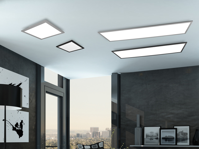 LED Deckenleuchte ALPHA Schwarz Panel rechteckig Ultra Slim, Breite 80cm