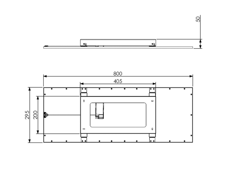 LED Deckenleuchte ALPHA Schwarz Panel rechteckig Ultra Slim, Breite 80cm