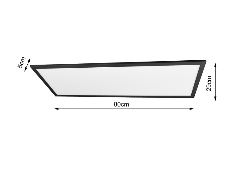 LED Deckenleuchte ALPHA Schwarz Panel rechteckig Ultra Slim, Breite 80cm