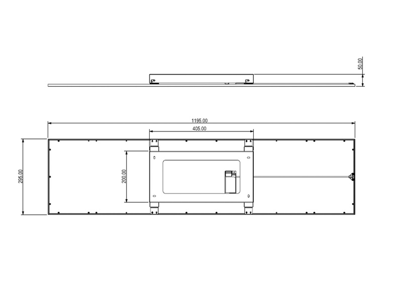 LED Deckenleuchte ALPHA Schwarz großes Panel rechteckig 119x29cm, 5cm ultra slim