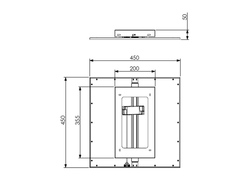 LED Deckenleuchte ALPHA Schwarz Panel eckig Ultra Slim, Quadrat 45cm