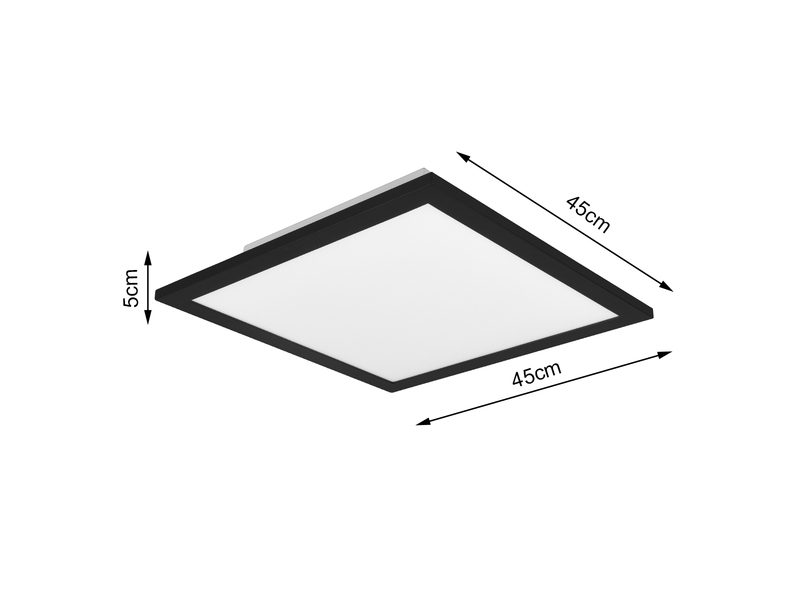 LED Deckenleuchte ALPHA Schwarz Panel eckig Ultra Slim, Quadrat 45cm