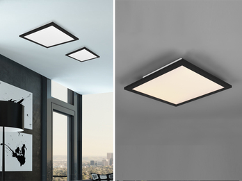 LED Deckenleuchte ALPHA Schwarz Panel eckig Ultra Slim, Quadrat 45cm