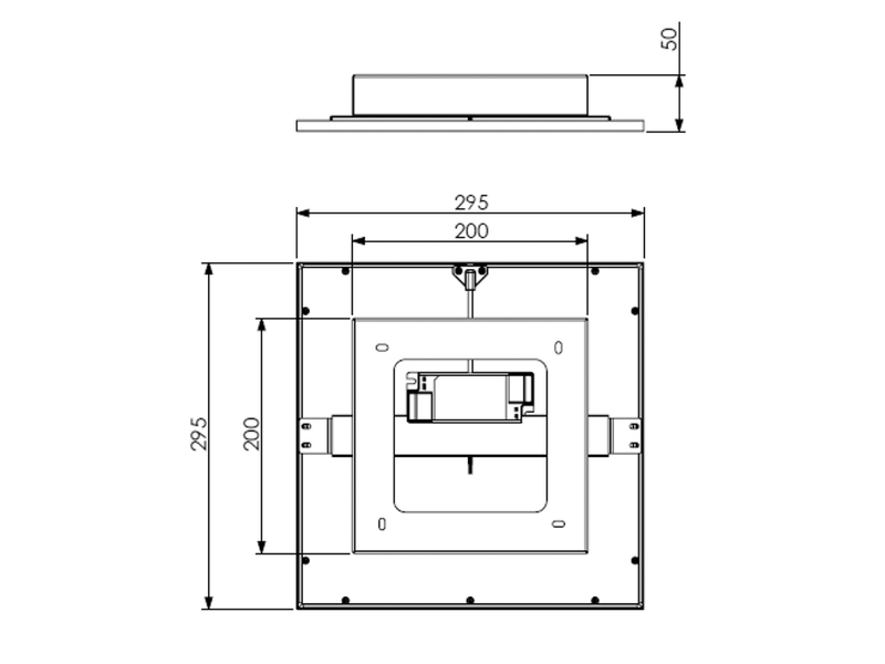LED Deckenleuchte ALPHA Schwarz Panel eckig Ultra Slim, Quadrat 29cm
