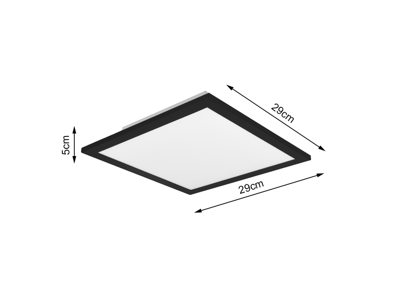 LED Deckenleuchte ALPHA Schwarz Panel eckig Ultra Slim, Quadrat 29cm