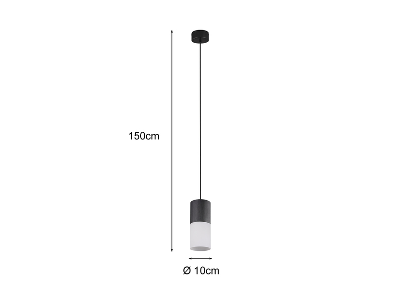 LED Pendelleuchte 1 flammig Schwarz matt mit Glas Lampenschirm Weiß Ø 10cm