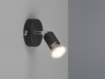 Wandstrahler PARIS 1 flammig Metall Schwarz, Breite 8cm