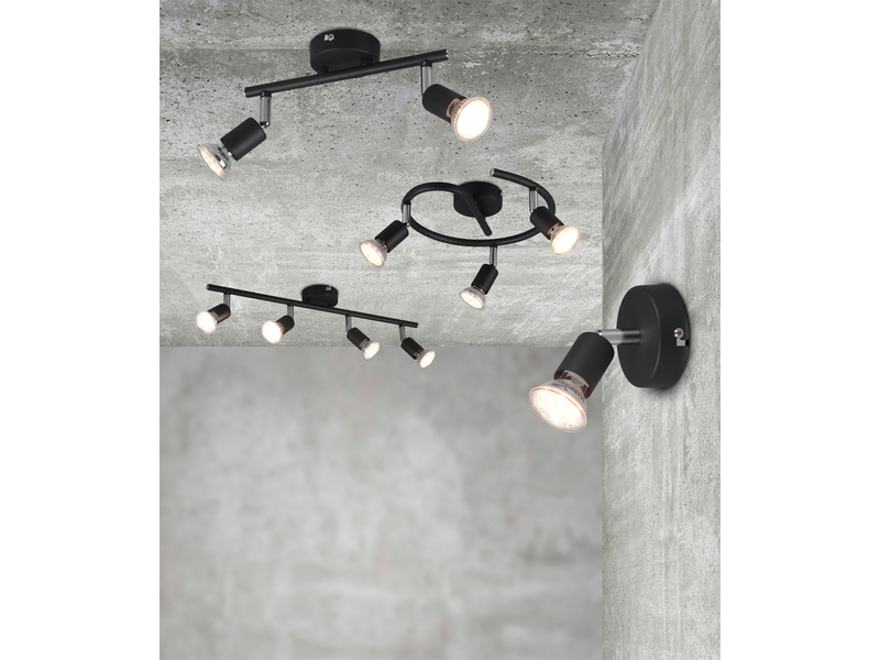 Deckenstrahler PARIS 2-flammig Metall Schwarz, Breite 25cm