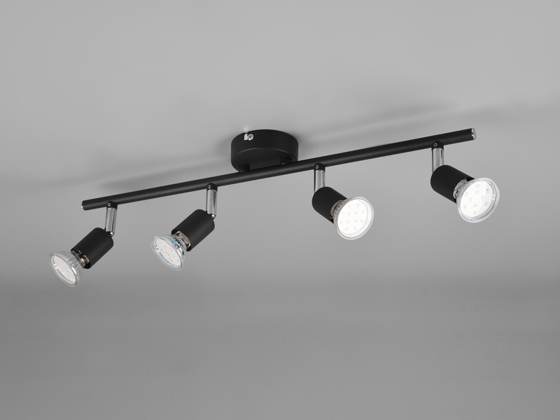 Deckenstrahler PARIS 4-flammig Metall Schwarz, Breite 50cm