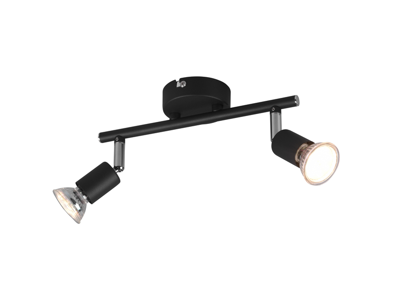 LED Deckenstrahler 2 flammig Metall Schwarz, 25cm breit