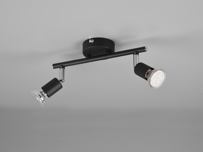 LED Deckenstrahler 2-flammig Metall Schwarz, Breite 25cm