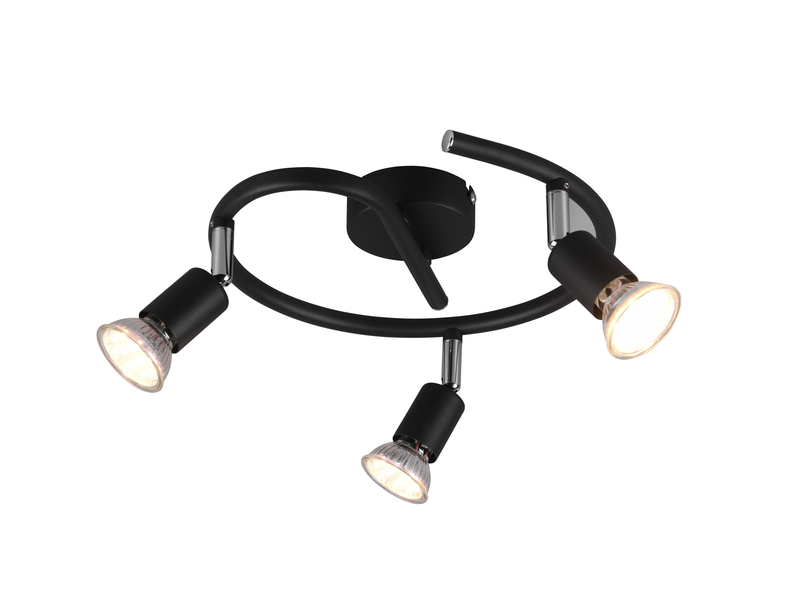 LED Deckenstrahler Rondell 3 flammig Schwarz, Ø 26cm