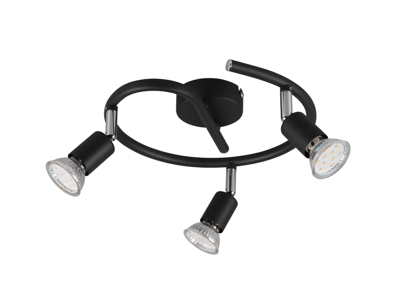 LED Deckenstrahler Rondell 3 flammig Schwarz, Ø 26cm