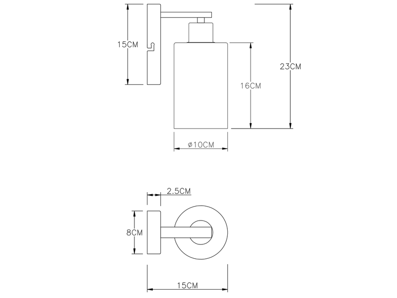 LED Wandleuchte mit Rauchglas Lampenschirm Metall Schwarz, Höhe 23cm